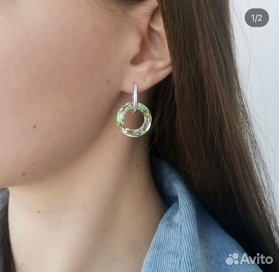 Серьги бублики Swarovski