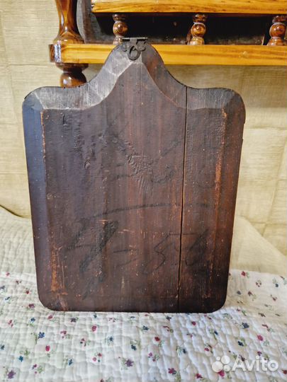 Старинная икона, киот 19в Николай чудотворец 15х18