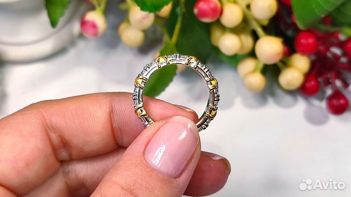 Кольцо с муассанитами 1,6 ct VVS1 D, 18 р-р 925