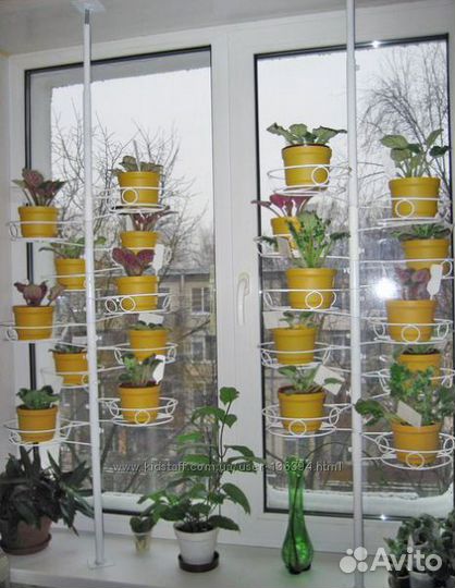 Стойка в распор для цветов рассады на окно от 7 см