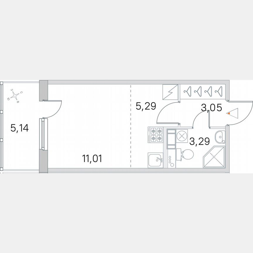Квартира-студия, 24,2 м², 4/5 эт.