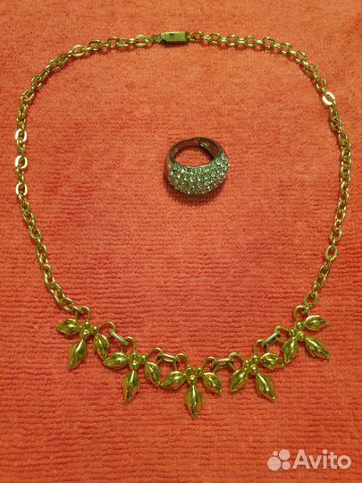 Колье и кольцо бижутерия винтаж СССР
