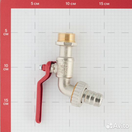 Кран шаровой латунный Tiemme 3/4 нр(ш) х 3/4 нр(ш) ручка со штуцером угловой