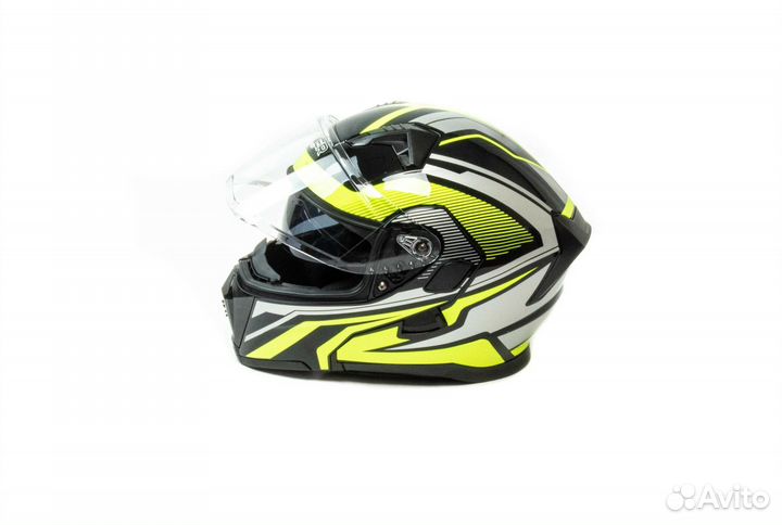 Шлем мото модуляр hizer J5906 (L) #1 black/neon ye