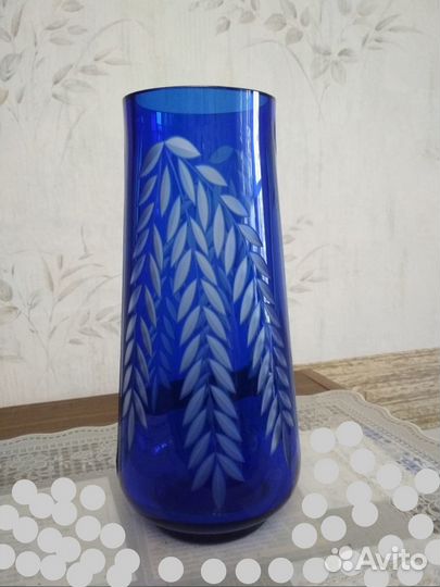 Ваза синяя хрусталь