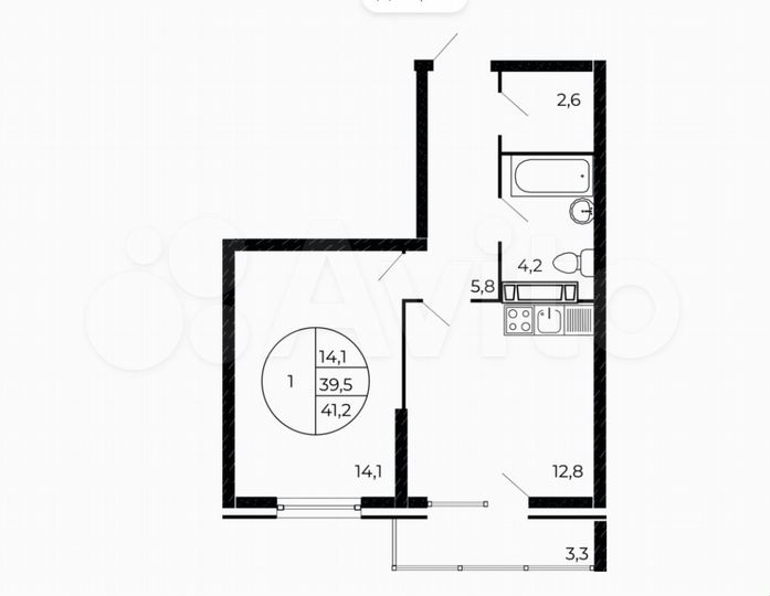 1-к. квартира, 41,2 м², 14/17 эт.