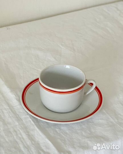 Чайный сервиз СССР красная каёмка