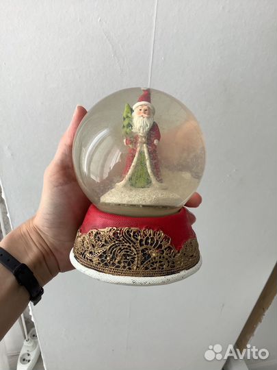 Снежный шар новогодний с дедом морозом, стекло