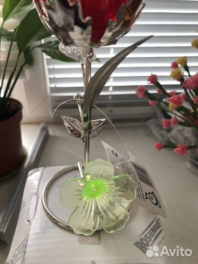 Подсвечник красный цветок посеребренный