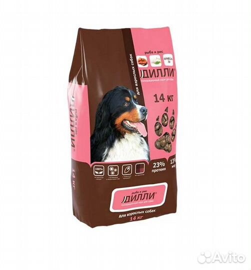 Корм для собак Дилли (рыба и рис) 14 кг