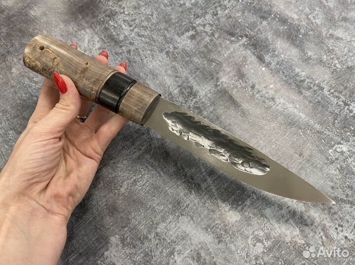 Якутский нож, сталь Х12мф, кап клена (коричневый)