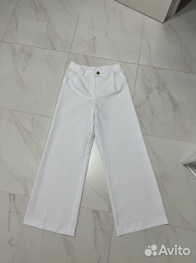 Белые брюки клеш прямые 44-46