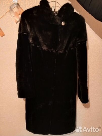 Шуба мутоновая с норкой 46