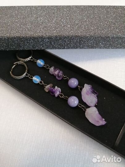 Серьги с натуральными поделочными камнями