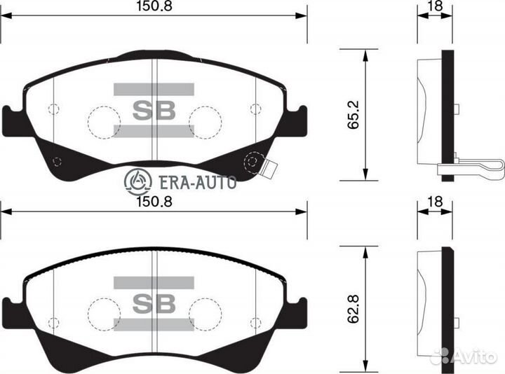 Sangsin brake SP1580 toyota auris 2.0D/2.2D 07/avensis 09/verso 09- SP1580