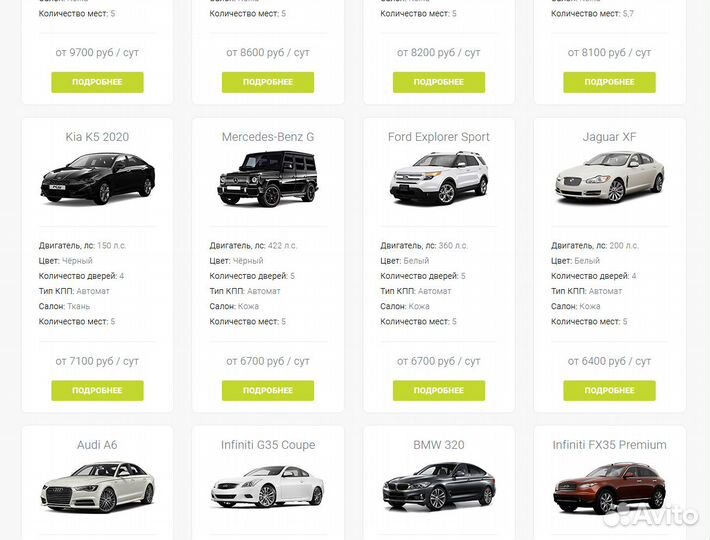 Готовый сайт Прокат автомобилей (SEO раскрученный)