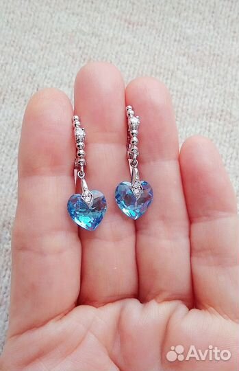 Серьги сердечки Swarovski