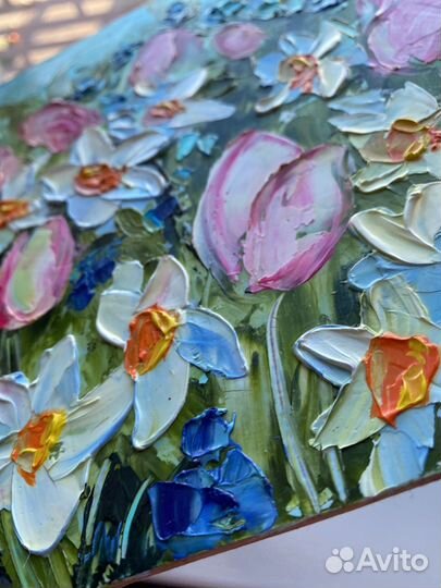 Картина маслом цветы импасто 20:20