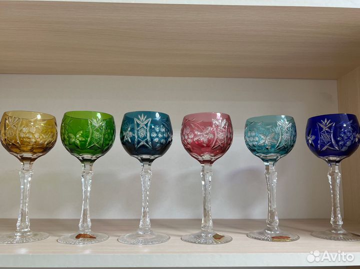 Хрустальные фужеры цветной хрусталь гдр