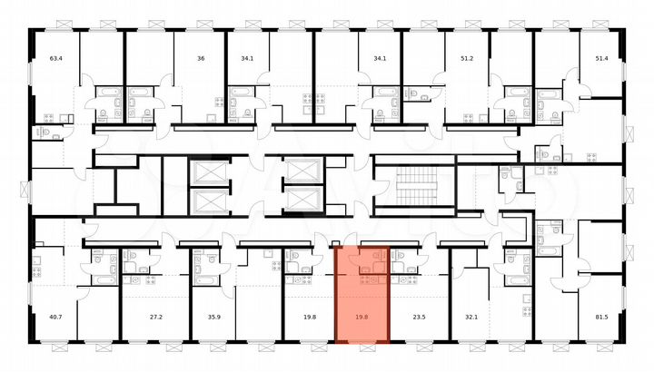 Квартира-студия, 19,8 м², 19/33 эт.