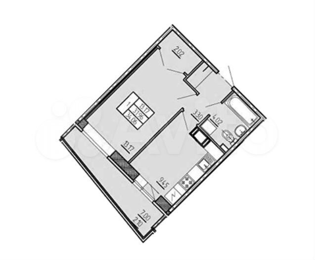 1-к. квартира, 34,1 м², 11/15 эт.