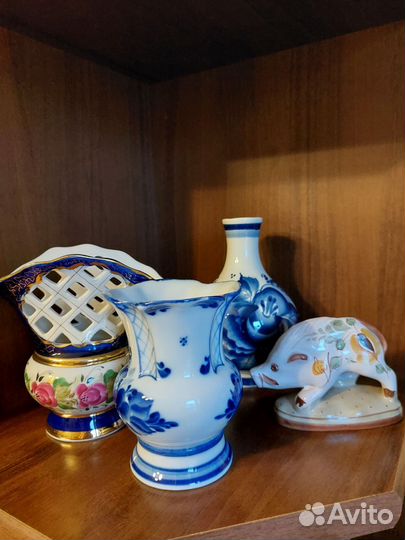 Салфетница, вазочки гжель