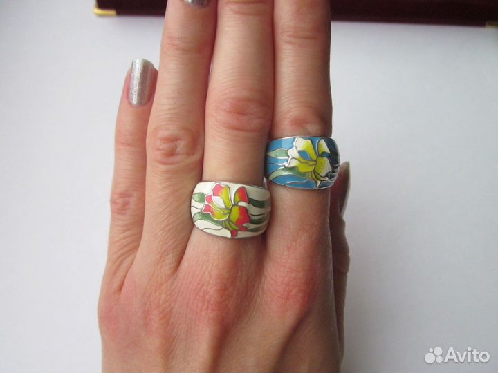 Серебряное Кольцо Ирис Эмаль