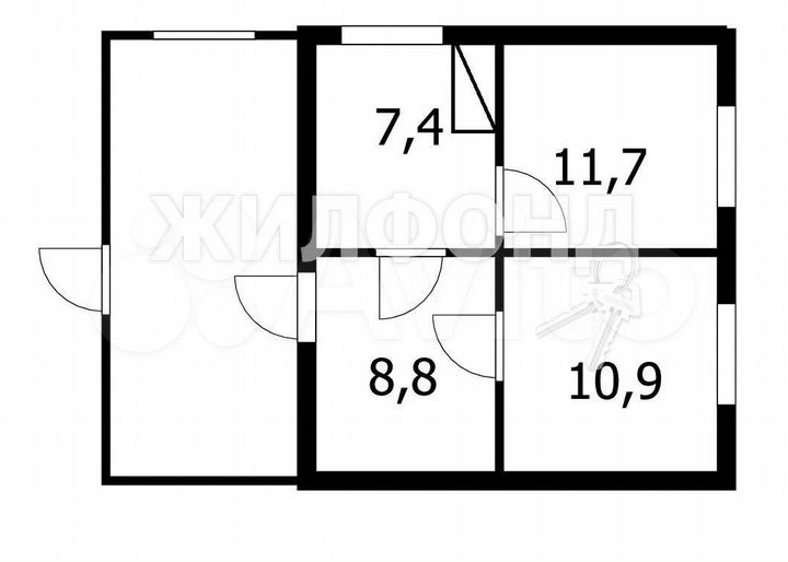Дом 38,8 м² на участке 6,2 сот.
