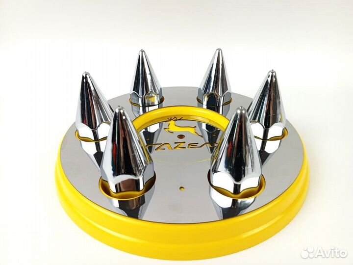 Колпаки Газель нержавейка жёлтые хром к-т 2 шт