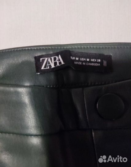 Кожаные брюки женские zara 44-46