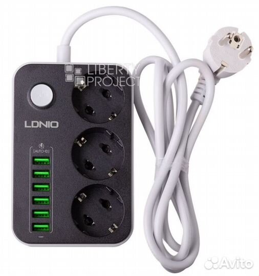 Сетевой фильтр-удлинитель ldnio, 10A, 2500Вт