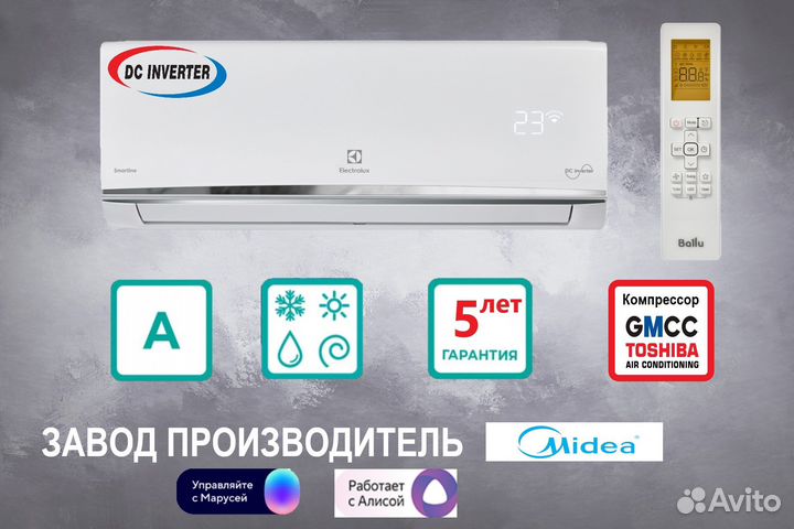 Кондиционер Electrolux с инверторным компрессорм