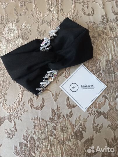 Новая Повязка на голову эко замша со стразами