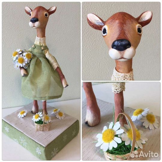 Интерьерная коллекционная кукла Оленёнок