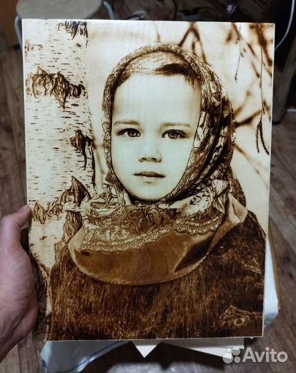 Выжигание портретов по фотографии Подарок