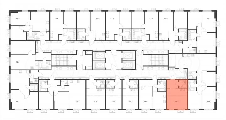Квартира-студия, 25,6 м², 23/33 эт.