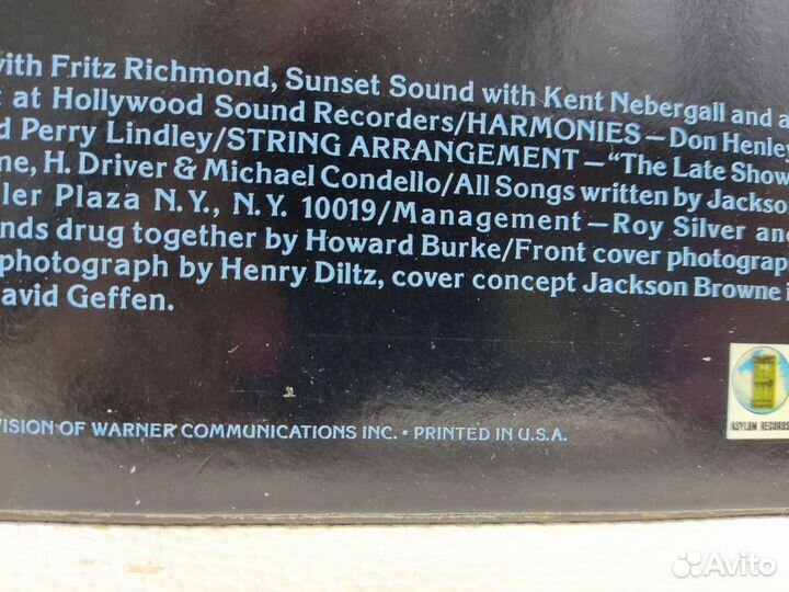 Jackson Browne - Late For The Sky LP 1974 USA NM