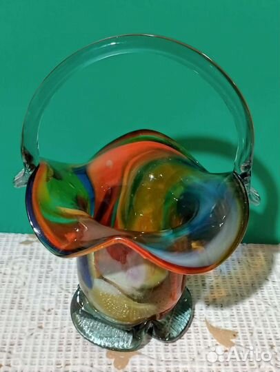 Конфетница цветное стекло СССР ,цена за шт