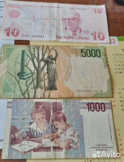 Банкноты Турция, Литва, Италия,Вьетнам
