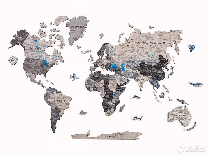 Деревянная карта мира из дерева, Сергиев Посад