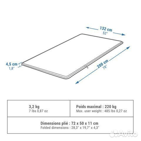 Самонадувающийся походный коврик Quechua Comfort