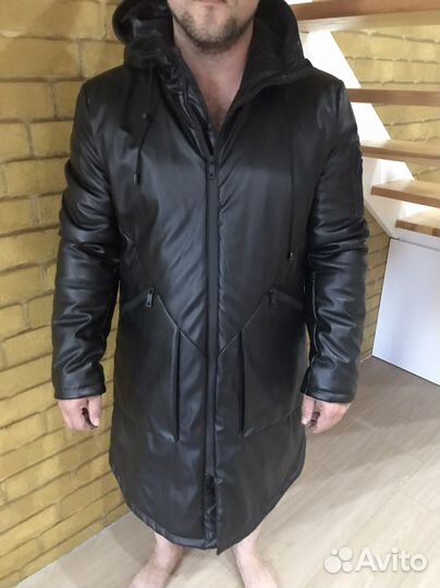 Кожаный плащ мужской