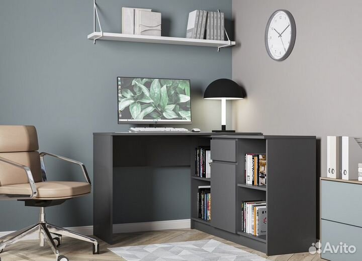 Угловой стол (120*120) белый (графит)