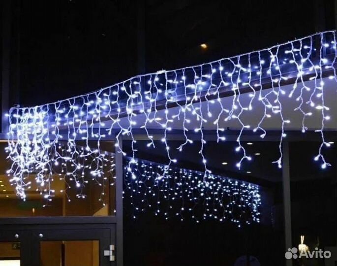 Уличная гирлянда бахрома, монтаж установка