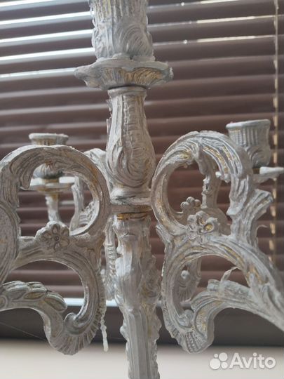 Старинный подсвечник+часы