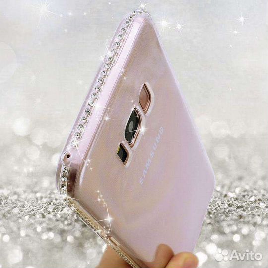 Чехол силикон со стразами для Samsung Galaxy J4 SM