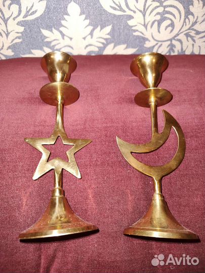 Парные латунные подсвечники