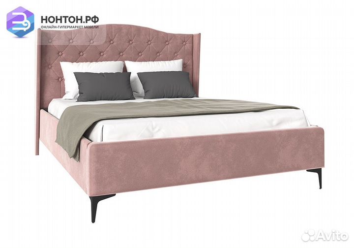 Кровать Флоренция велюр розовый