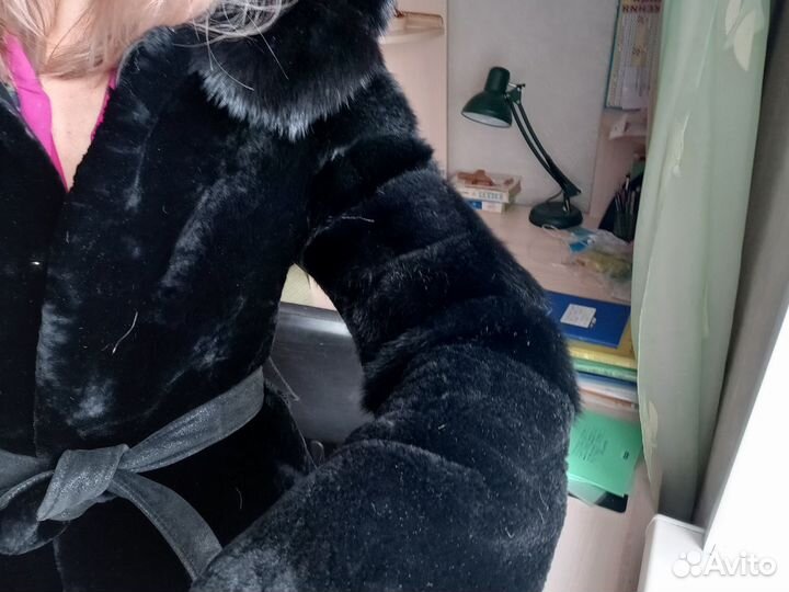 Шуба мутон+норка р.44