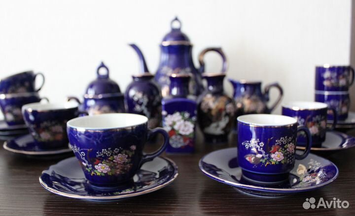 Сервиз кофейный синий Япония